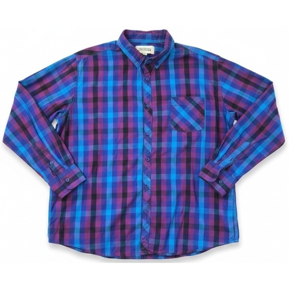 Dapper Boi Mens XL Button Down Shirt Blue/Purple Plaid Long Sleeve Casual